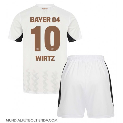 Camiseta Bayer Leverkusen Florian Wirtz #10 Segunda Equipación Replica 2024-25 para niños mangas cortas (+ Pantalones cortos)